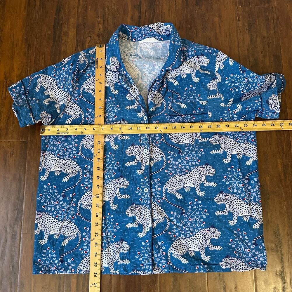 PRINT FRESH Bagheera Pajama Top Azure Blue Animal Print SS Sleep Shirt - Picture 9 of 9